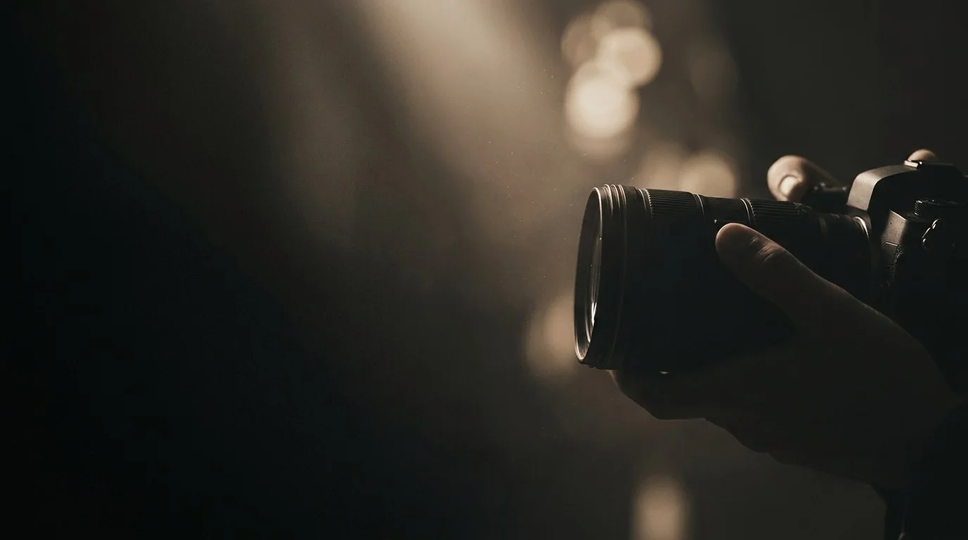 Panasonic Lumix S Pro 50mm F1.4 na czarnym tle z portretem i kremowym bokeh