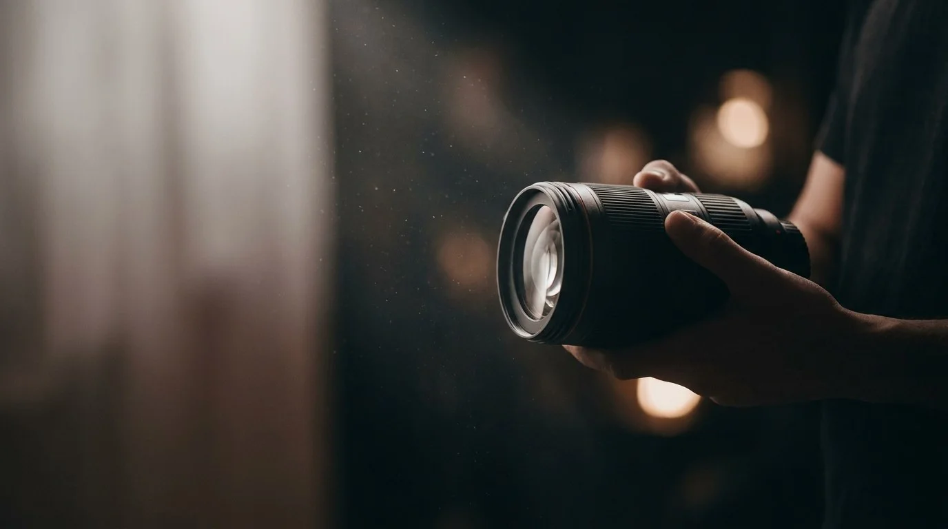 Fujifilm XF 56mm F1.2 R WR na czarnym tle z portretem modelki i bokeh
